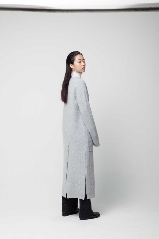 brushed pocket long cardigan