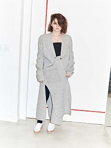 brushed pocket long cardigan