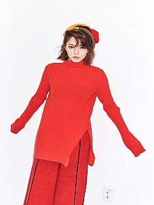 wide rib turtleneck top