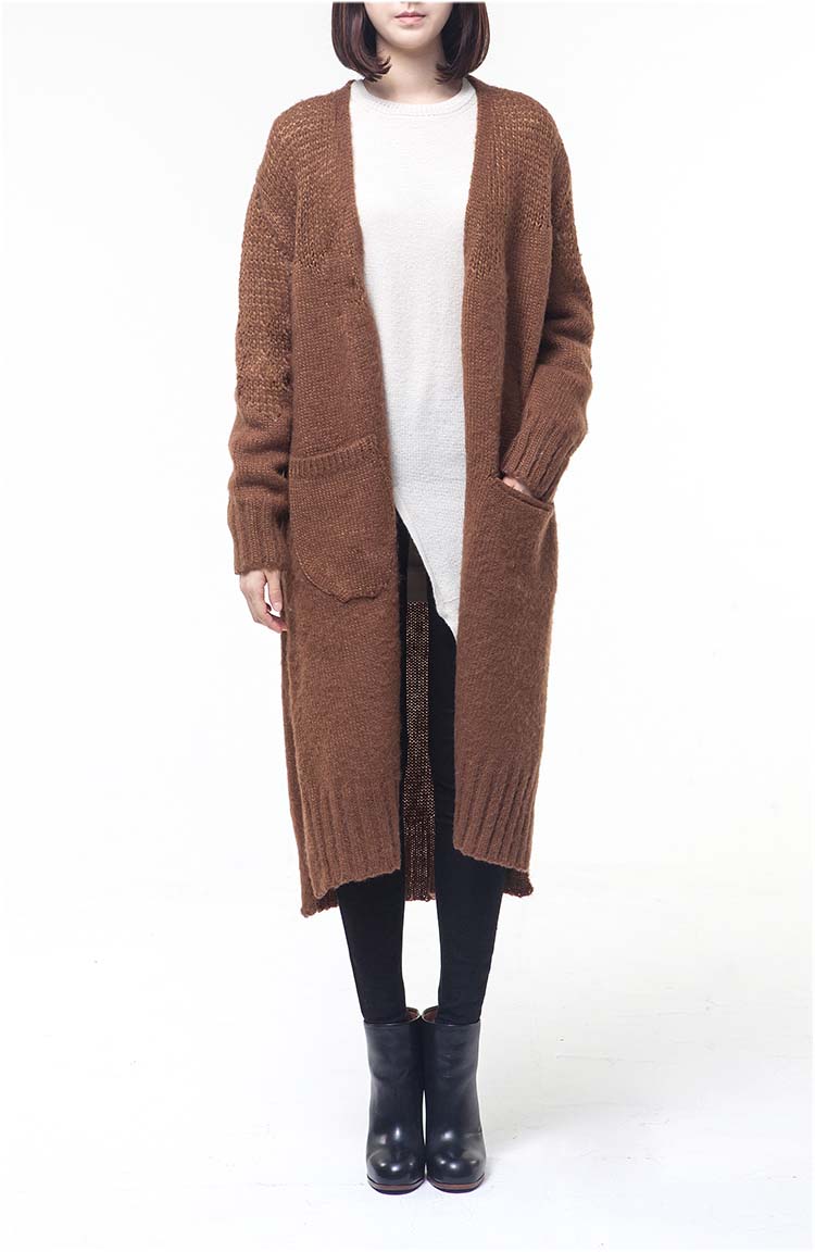 brushed bulky long cardigan
