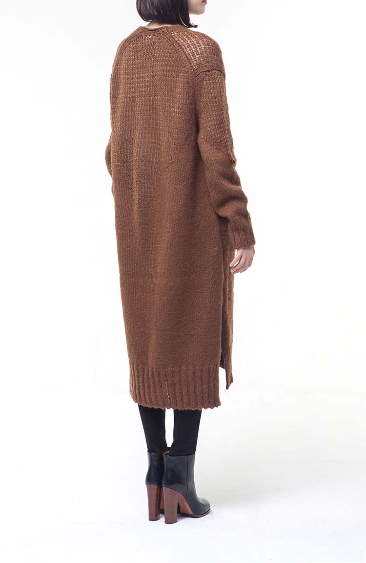 brushed bulky long cardigan