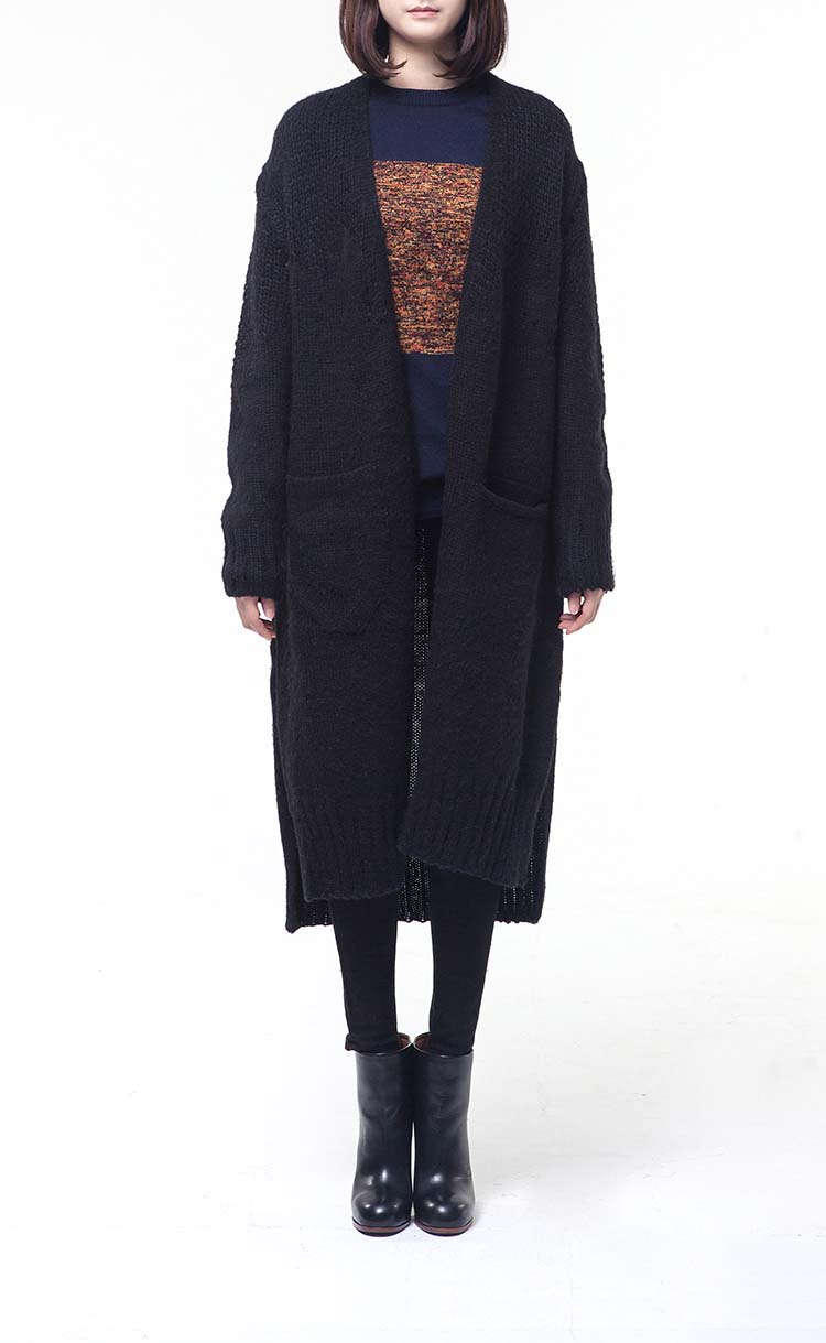 brushed bulky long cardigan