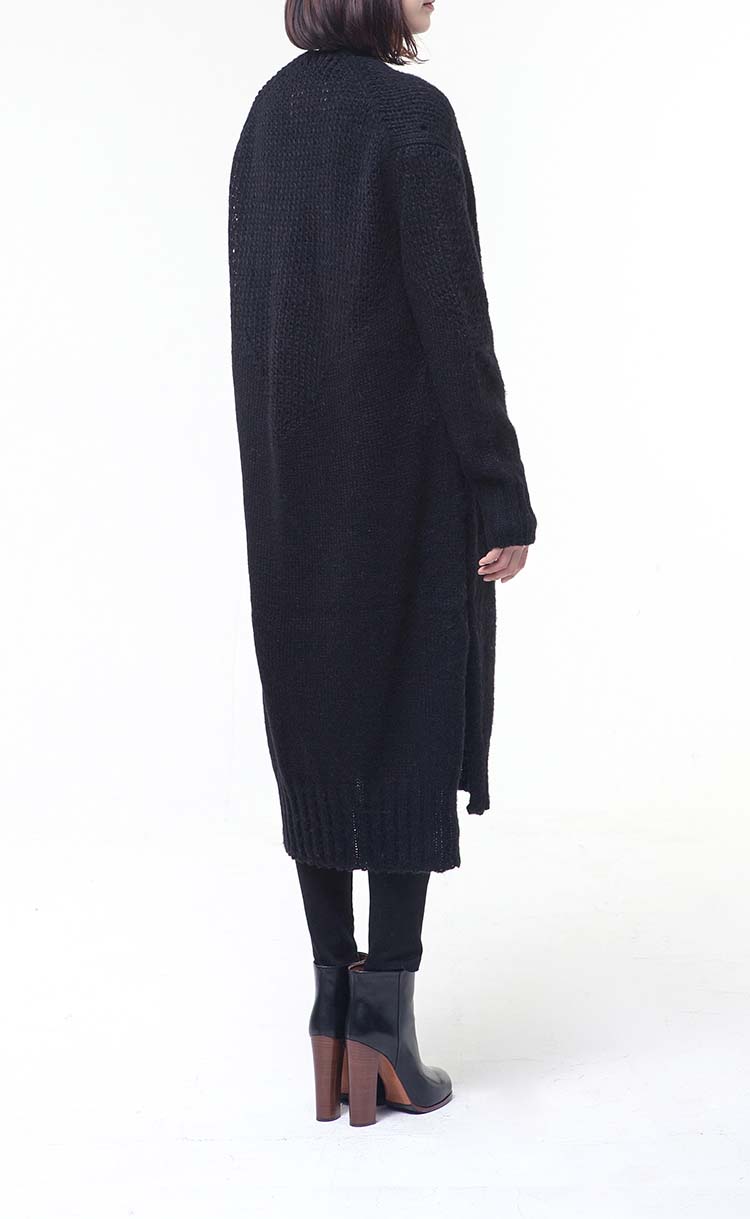 brushed bulky long cardigan