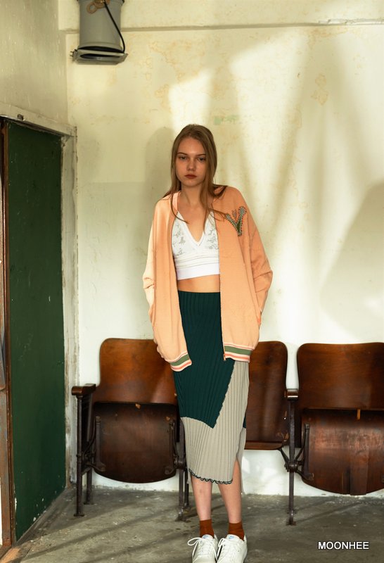 COLOR MATCHING RIB SKIRT (GREEN)