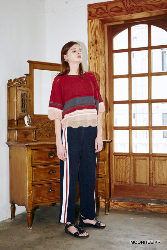 FLOWER JACQUARD PANTS (NAVY)