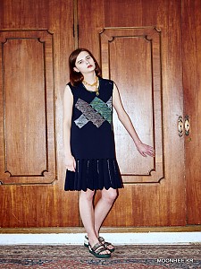 MULTI ARGYLE SLEEVELESS DRESS (NAVY)