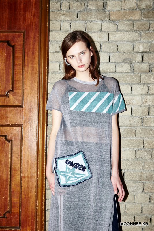 ARROW MOTIF LINEN DRESS (GREY)