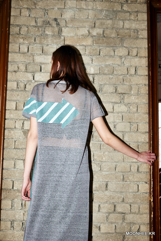 ARROW MOTIF LINEN DRESS (GREY)