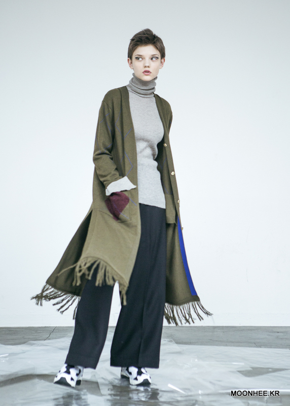 Diamond Pattern Long Cardigan [KHAKI]
