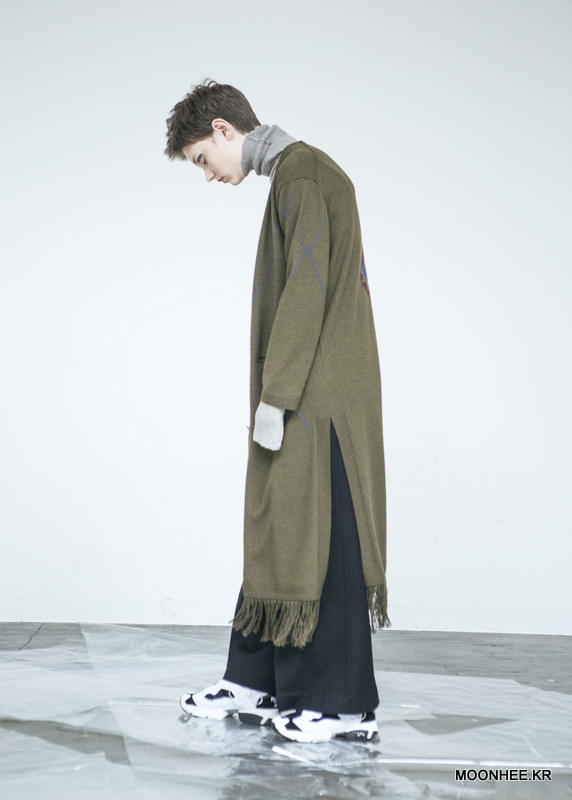 Diamond Pattern Long Cardigan [KHAKI]