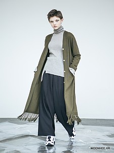 Diamond Pattern Long Cardigan [KHAKI]