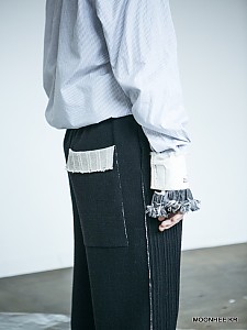 Double face Wide-leg Pants[BLACK]