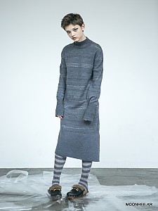 Slit Midi Dress[GREY]