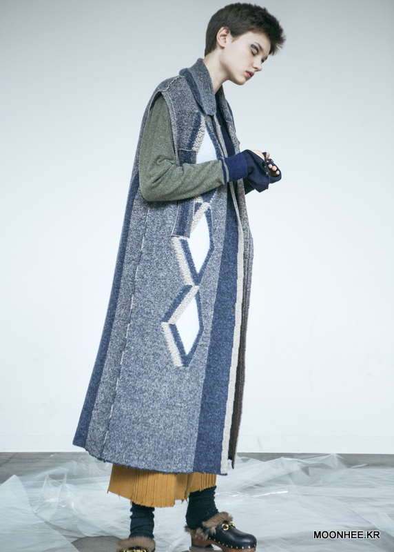 Diamond Jacquard Vest Coat[GREY]