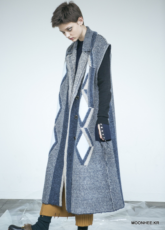 Diamond Jacquard Vest Coat[GREY]