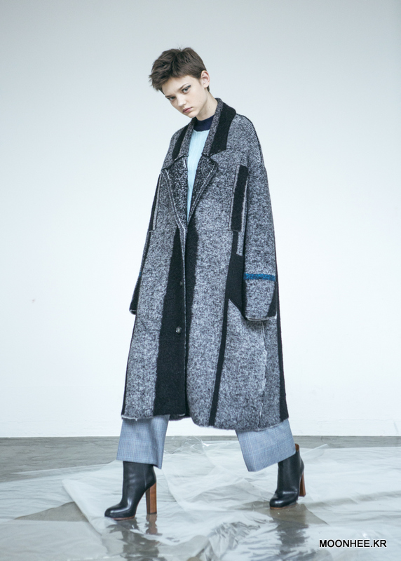 Oversized Tweed Jacquard Coat[GREY]