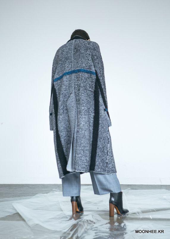 Oversized Tweed Jacquard Coat[GREY]