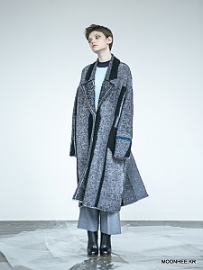 Oversized Tweed Jacquard Coat[GREY]