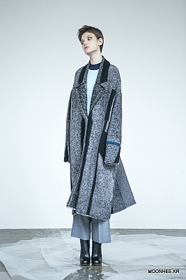 Oversized Tweed Jacquard Coat[GREY]