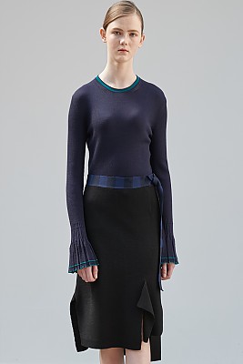 Block Check Unbalance Skirt [BLACK]