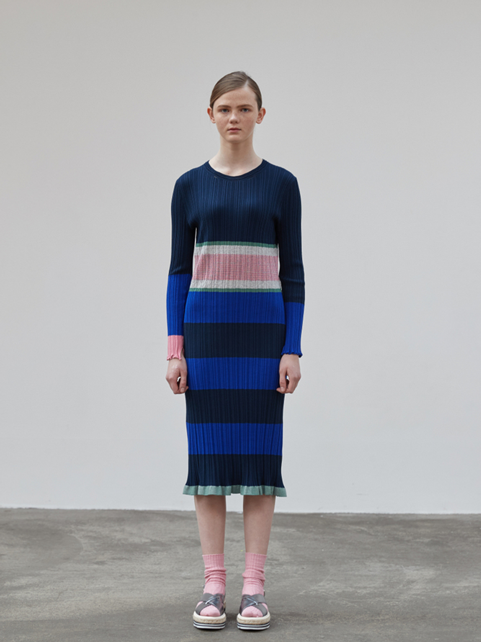 Multi Slit Long Dress [NAVY]
