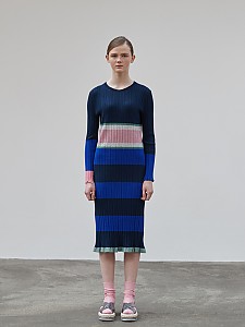 Multi Slit Long Dress [NAVY]