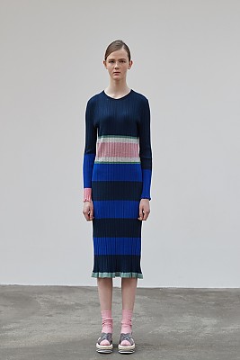 Multi Slit Long Dress [NAVY]