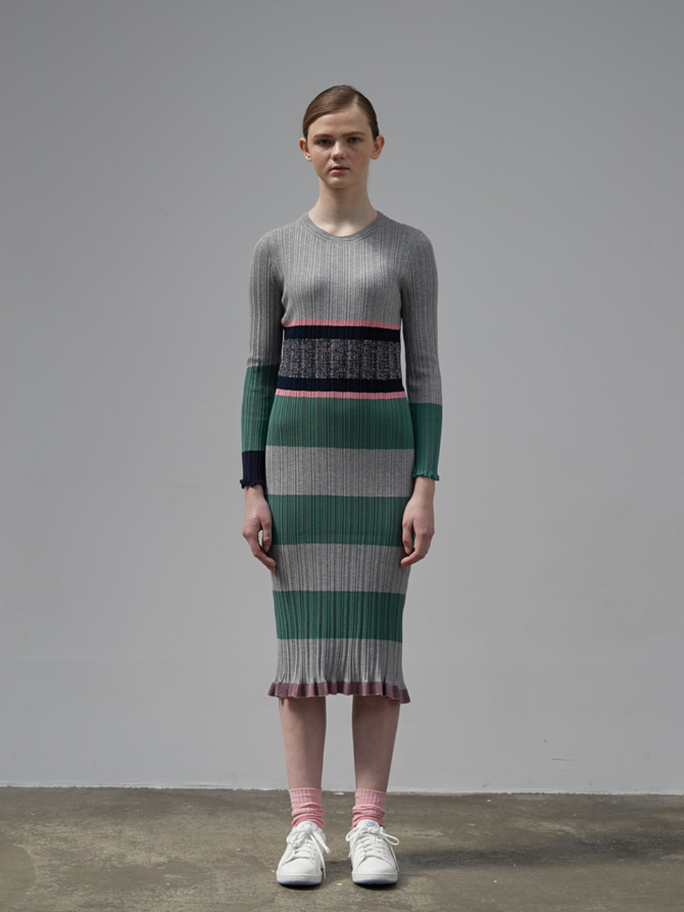 Multi Slit Long Dress [GREY]