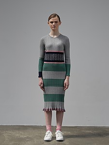 Multi Slit Long Dress [GREY]