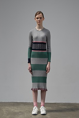 Multi Slit Long Dress [GREY]
