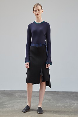 Sleeve Wide Cuffs Rib Top [D/NAVY]