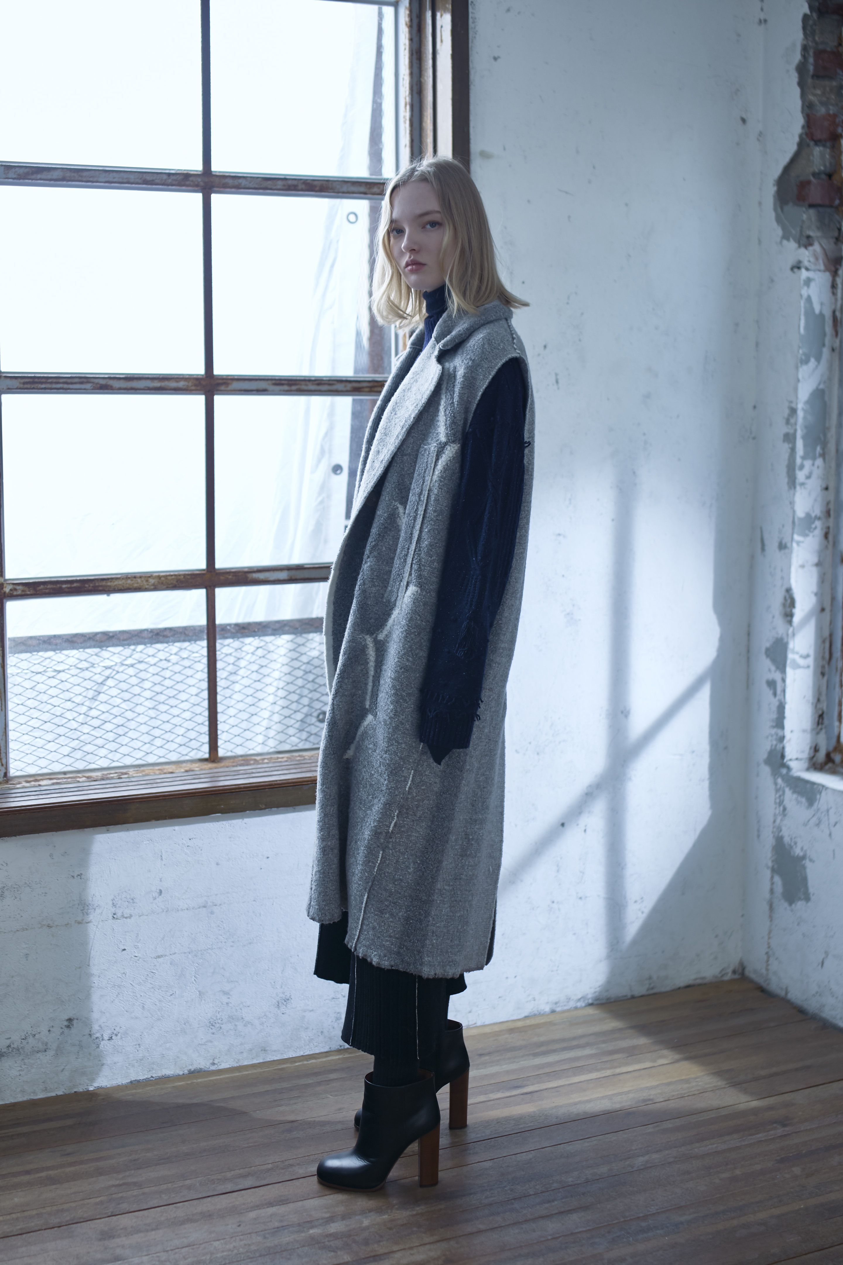 Diamond Jacquard Vest Coat[GREY]