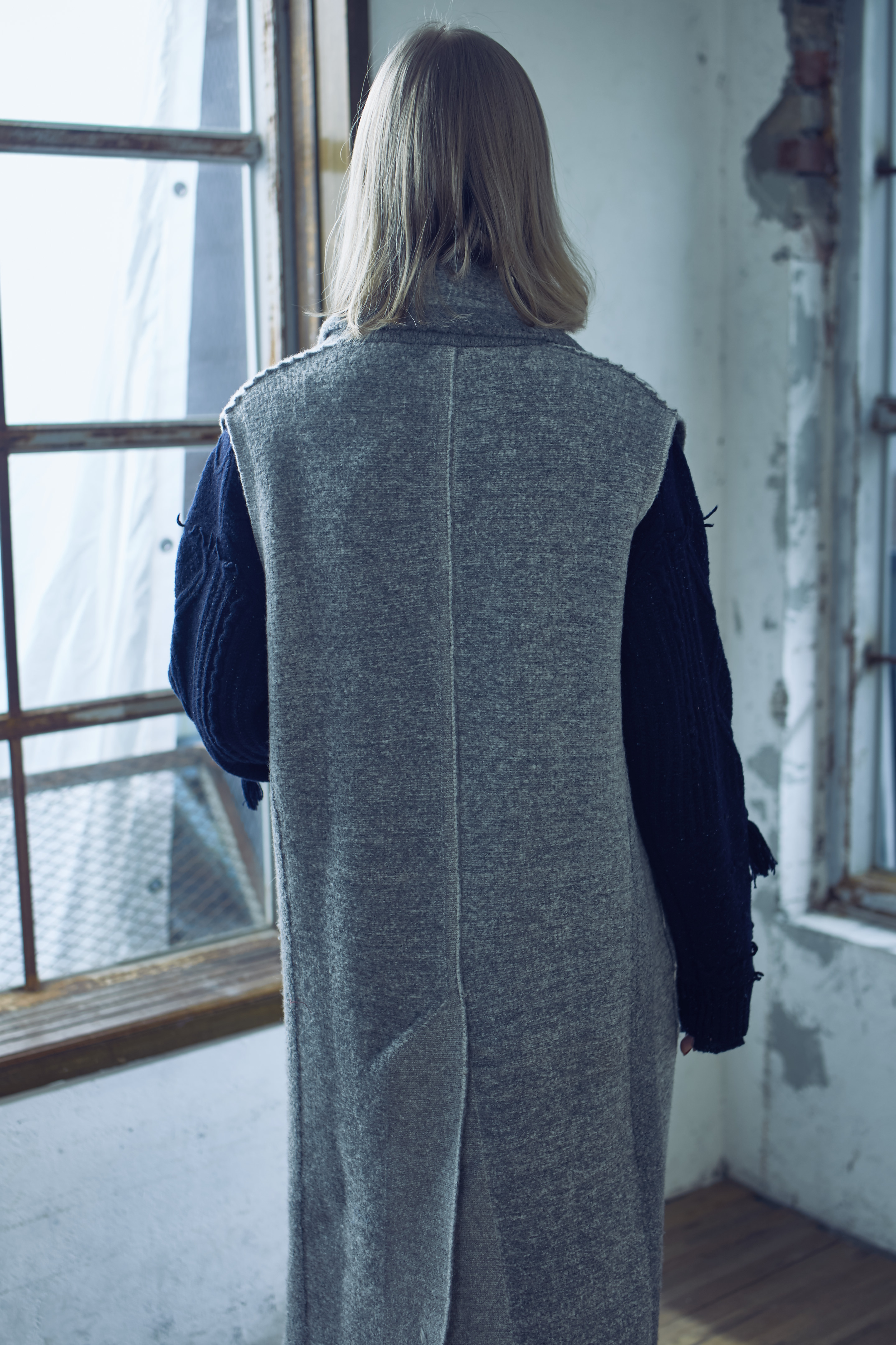 Diamond Jacquard Vest Coat[GREY]