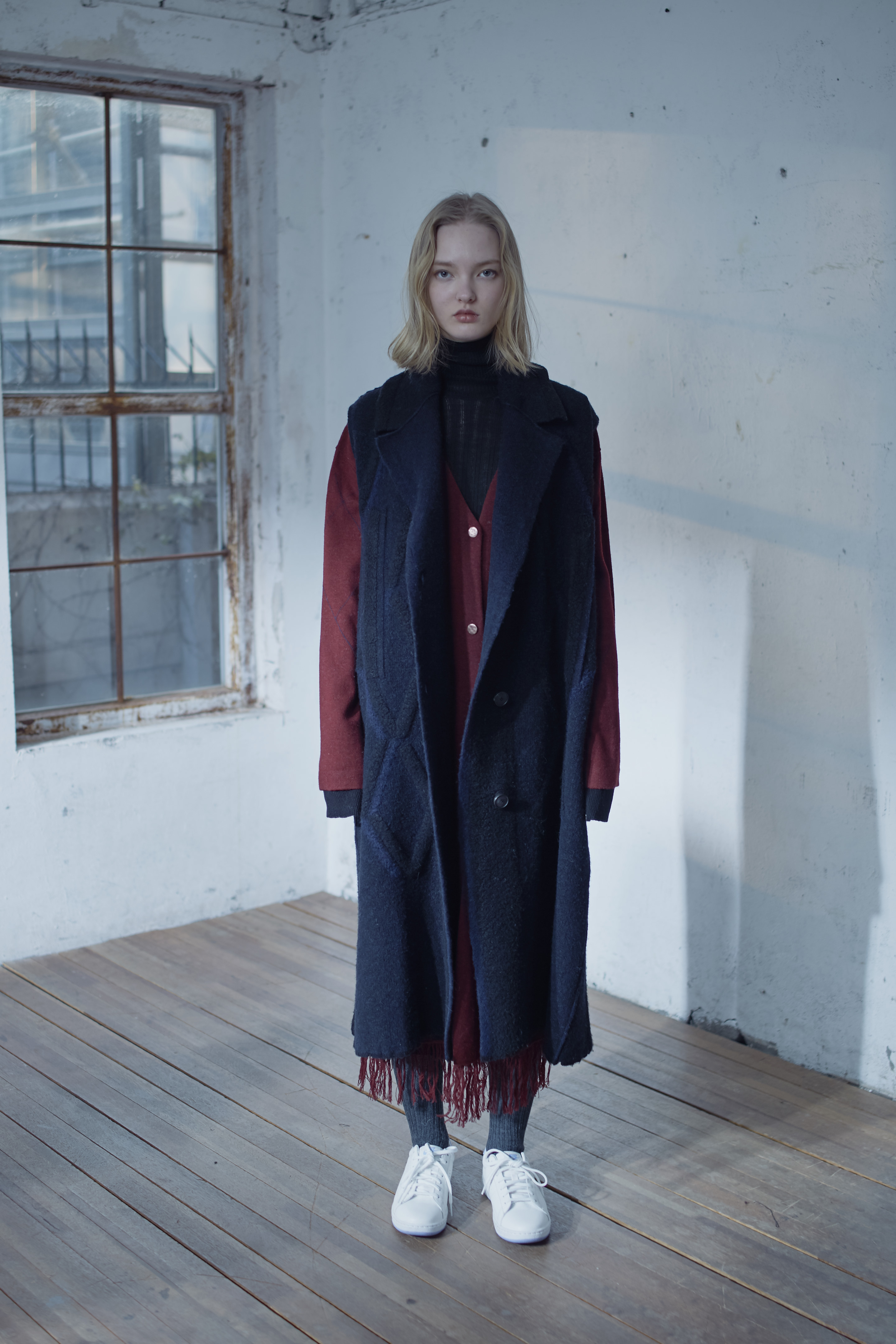 Diamond Jacquard Vest Coat[DARK NAVY]