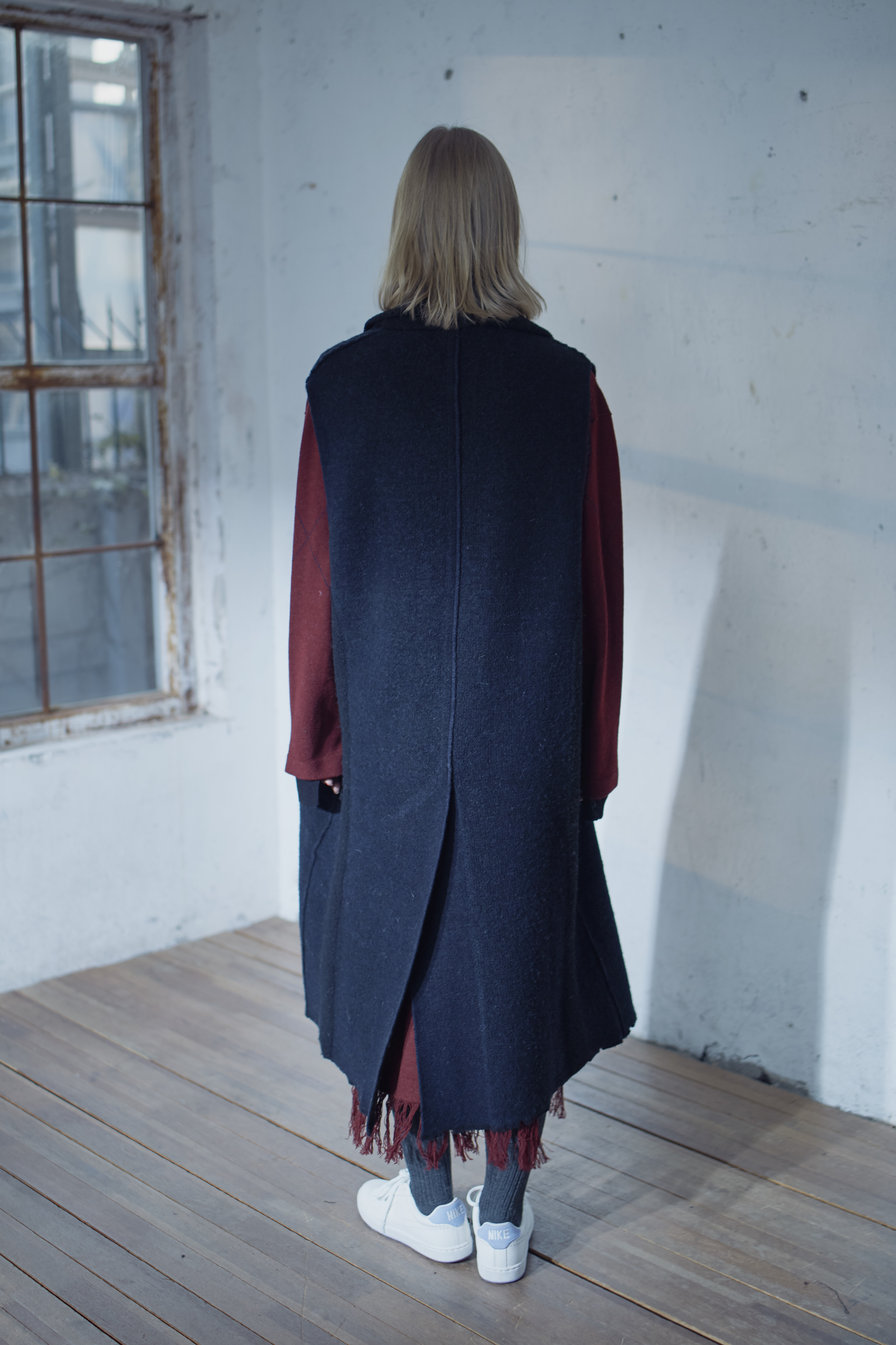 Diamond Jacquard Vest Coat[DARK NAVY]
