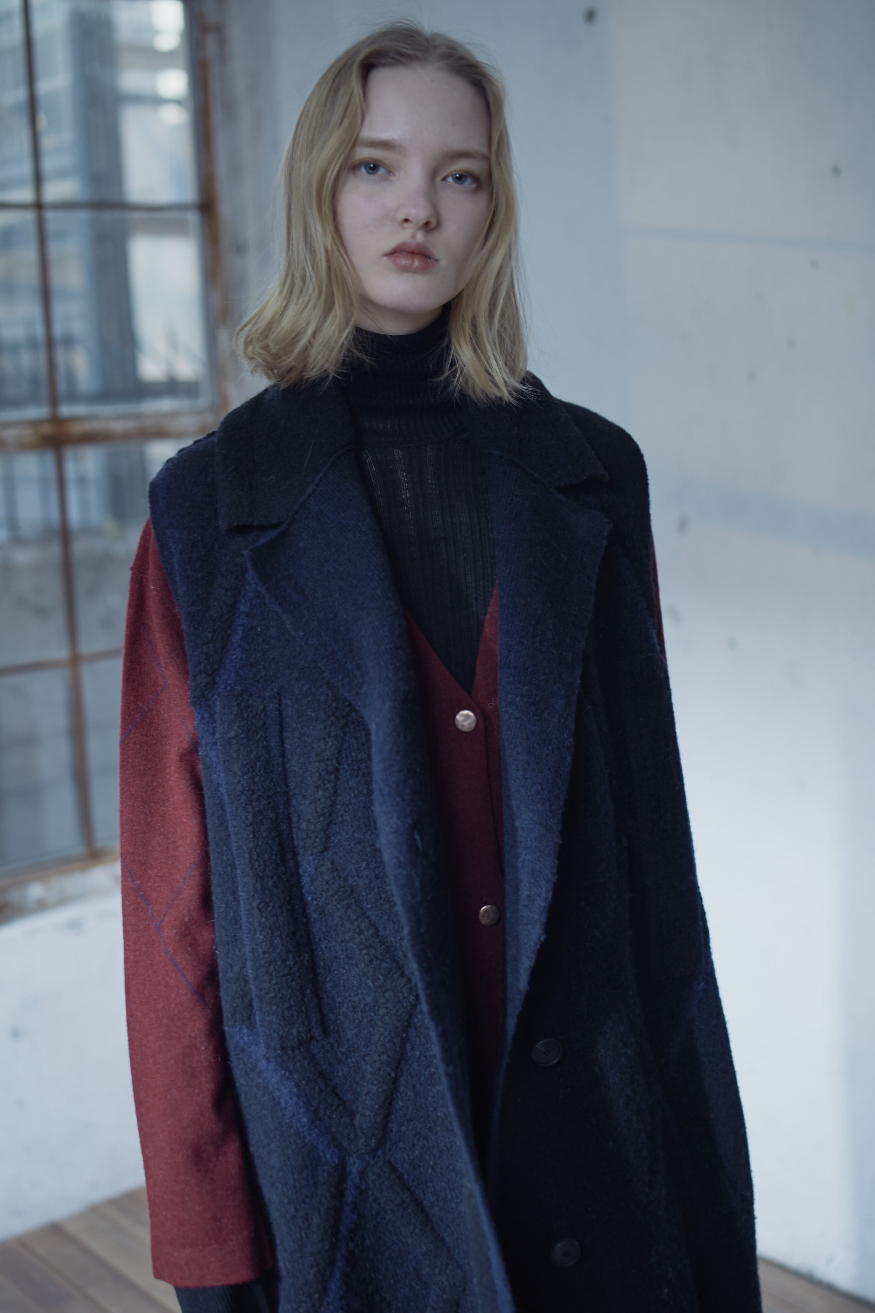 Diamond Jacquard Vest Coat[DARK NAVY]