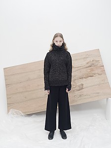 M7WT01A [Multi-Colored Ribbed Bulky Pullover] BLACK