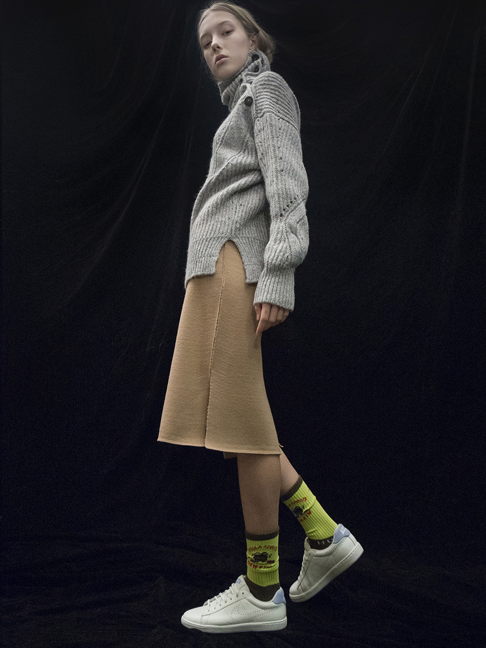 M7WT01A [Multi-Colored Ribbed Bulky Pullover] GREY