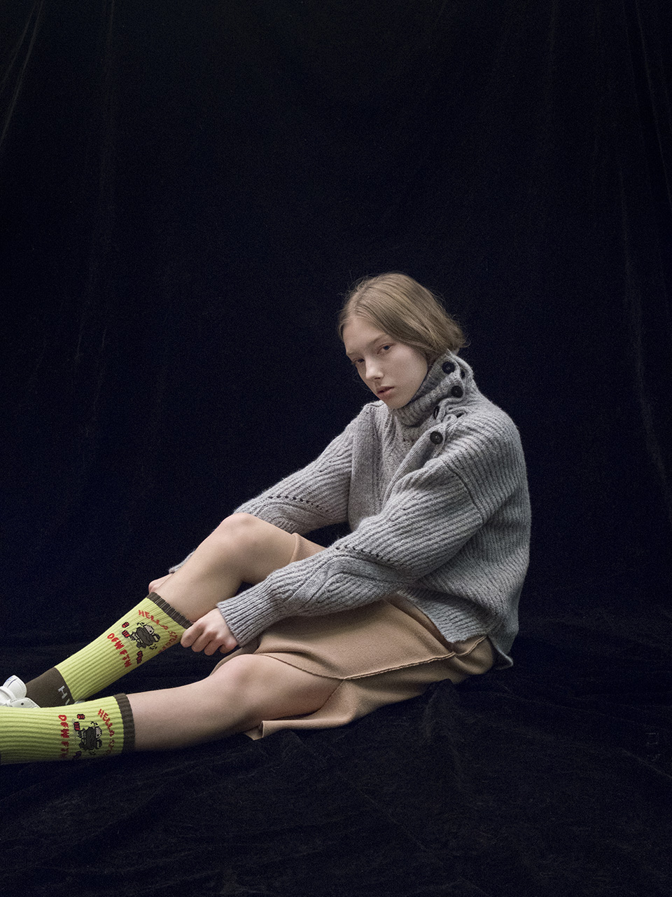 M7WT01A [Multi-Colored Ribbed Bulky Pullover] GREY