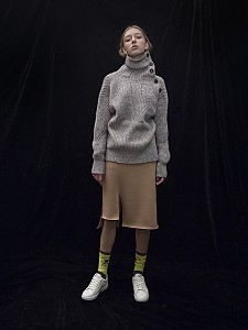 M7WT01A [Multi-Colored Ribbed Bulky Pullover] GREY