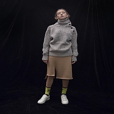 M7WT01A [Multi-Colored Ribbed Bulky Pullover] GREY