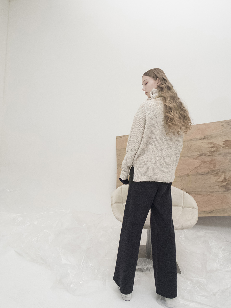M7WT01A [Multi-Colored Ribbed Bulky Pullover] IVORY