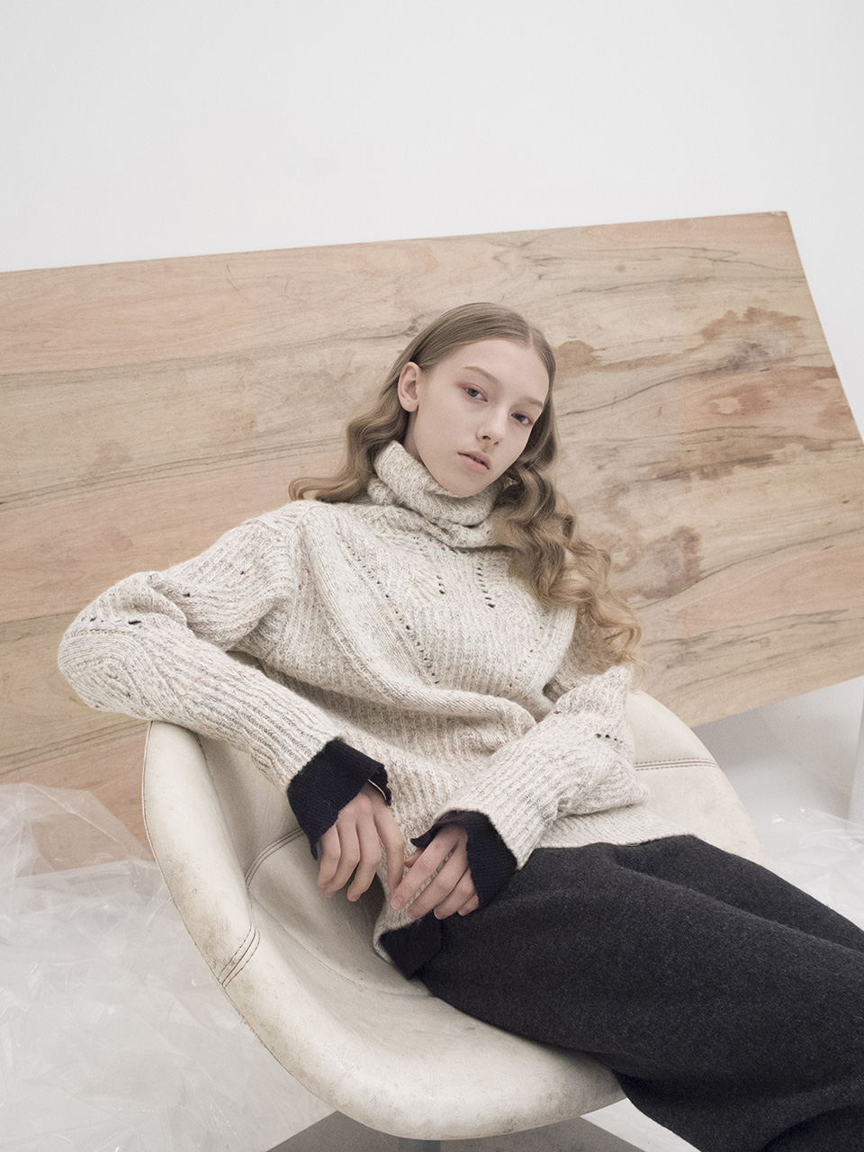 M7WT01A [Multi-Colored Ribbed Bulky Pullover] IVORY
