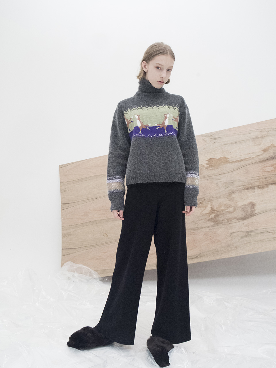 M7WT03A [Skating Fox Angora Pullover]] D/GREY