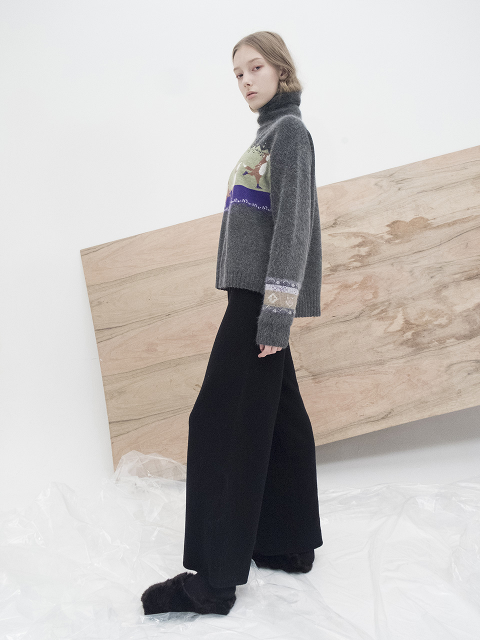 M7WT03A [Skating Fox Angora Pullover]] D/GREY