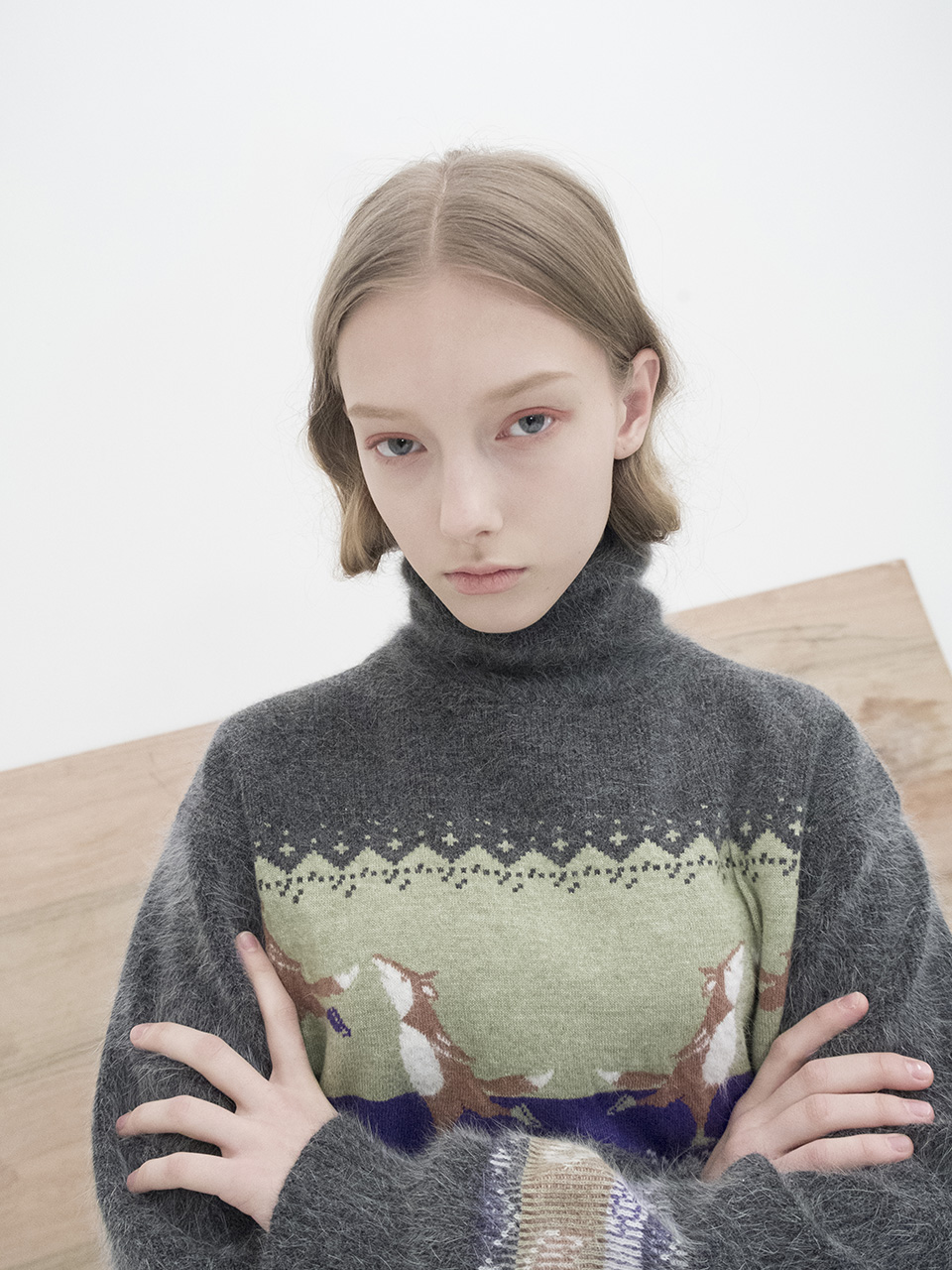 M7WT03A [Skating Fox Angora Pullover]] D/GREY