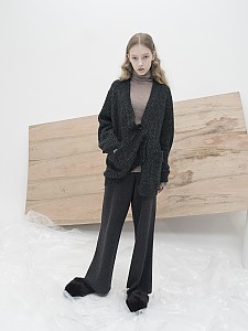 M7WC01A [Multi-Colored Ribbed Bulky Cardigan] DARK GREEN