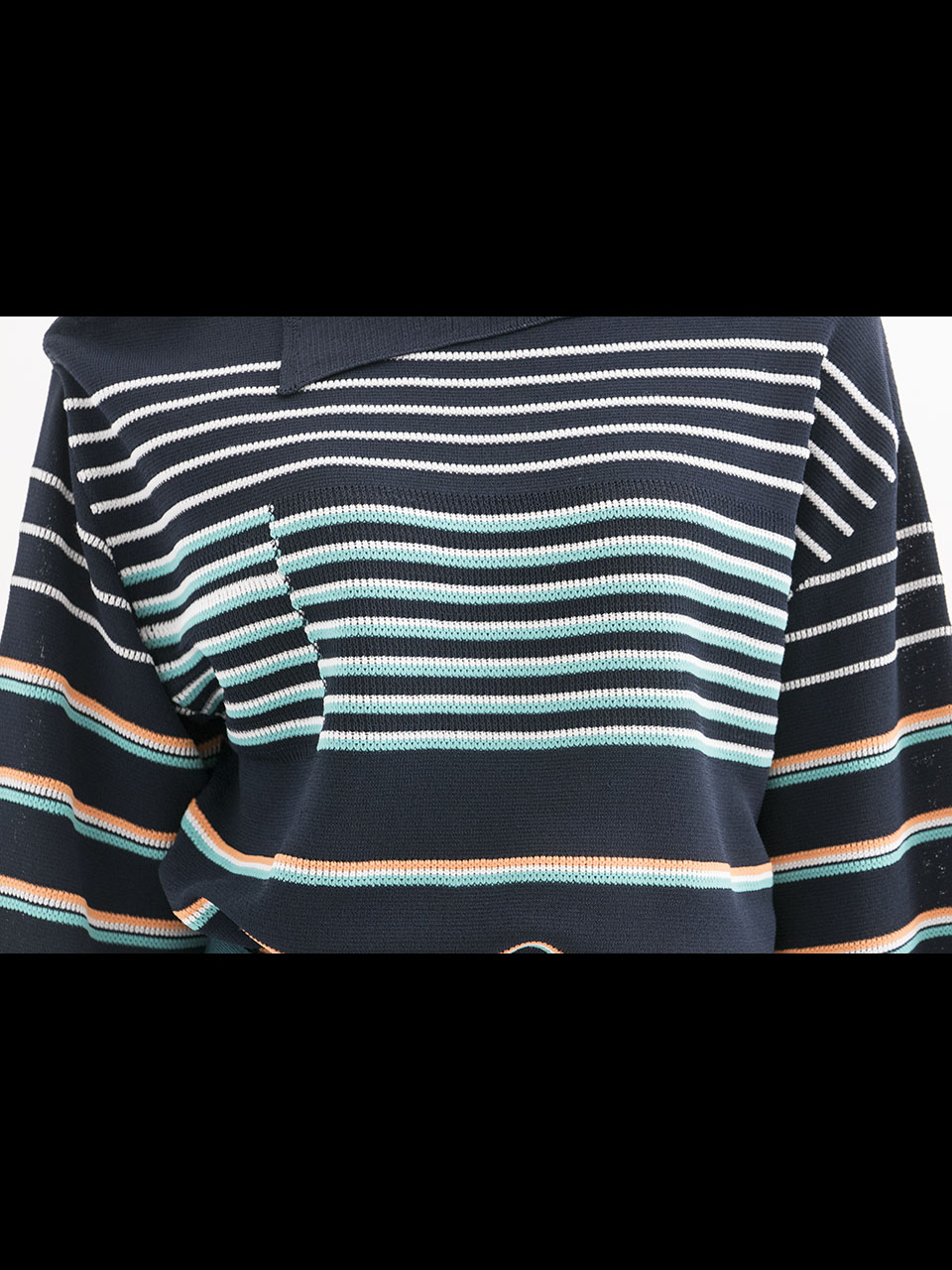 Unbalanced Collar Stripe Pullover