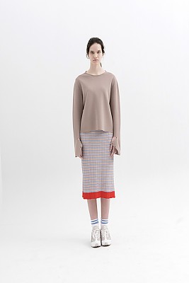 Multicolor Stripes Ribbed Knit Skirt