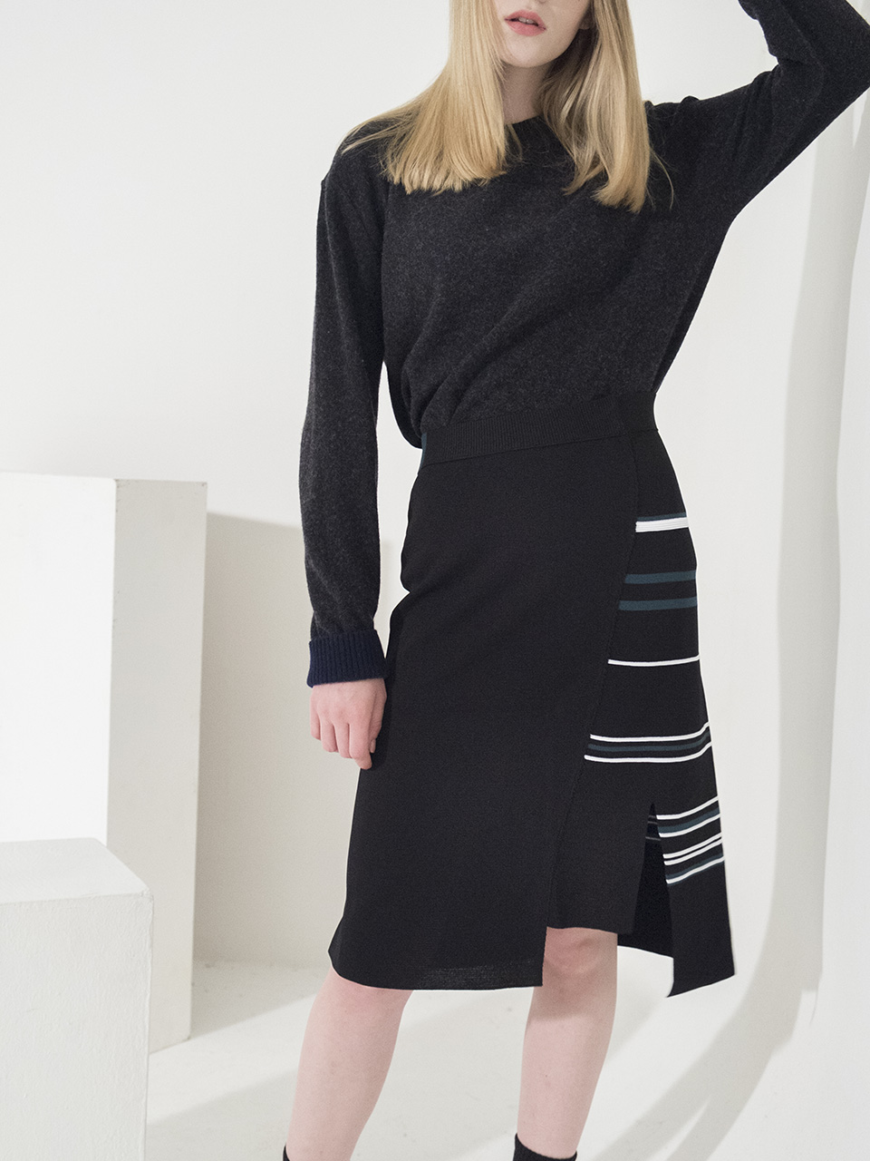 Milano Stripe Slit Skirt